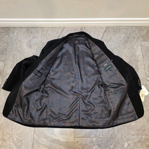 Vintage Polo Ralph Lauren Corduroy Blazer Mens 44L Black Leather Elbow Patches - Picture 3 of 11